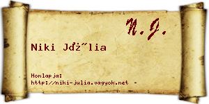 Niki Júlia névjegykártya